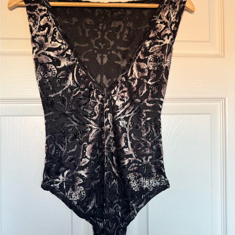 Black and Silver Patterned Bodysuit